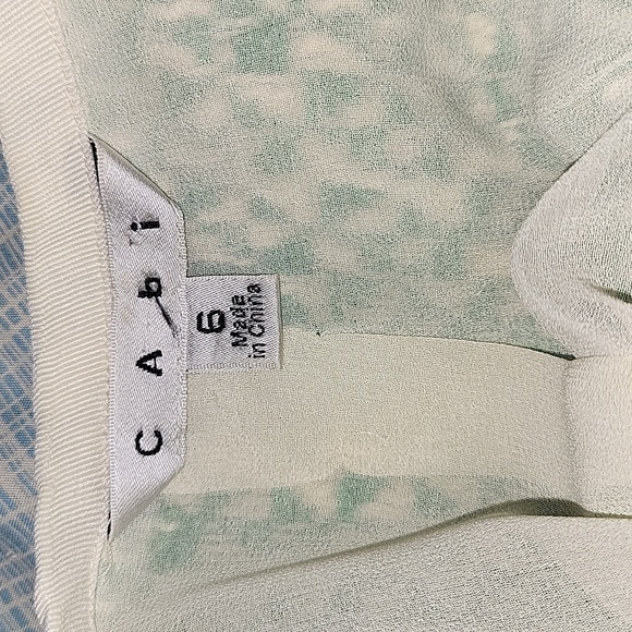 CAbi 726 Clover Tweed Blazer Sz 6 Green White Zipper Front 3/4 Sleeve Pockets - Picture 5 of 5